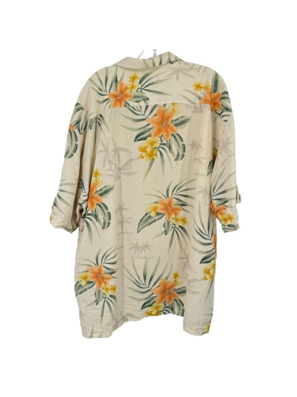 Eagle dry goods Mens Tropical Hawaiian Shirt XXL Silk Beige yellow Floral Print - Picture 9 of 10